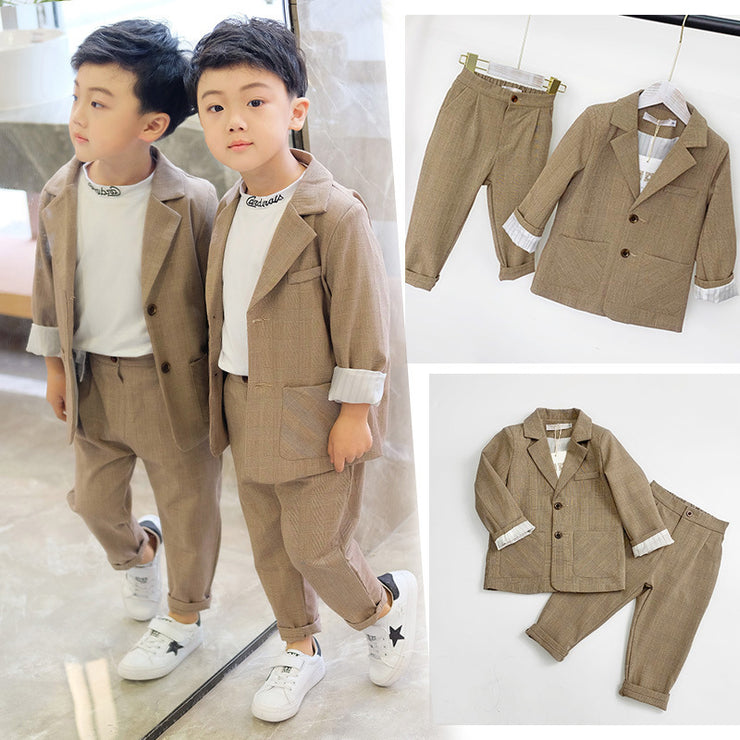 new Korean children's clothing men and women children suit suit casual two-piece tide handsome cute wind