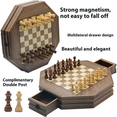 Octagonal Multilateral Wooden Chess Magnetic Puzzle Chess Game